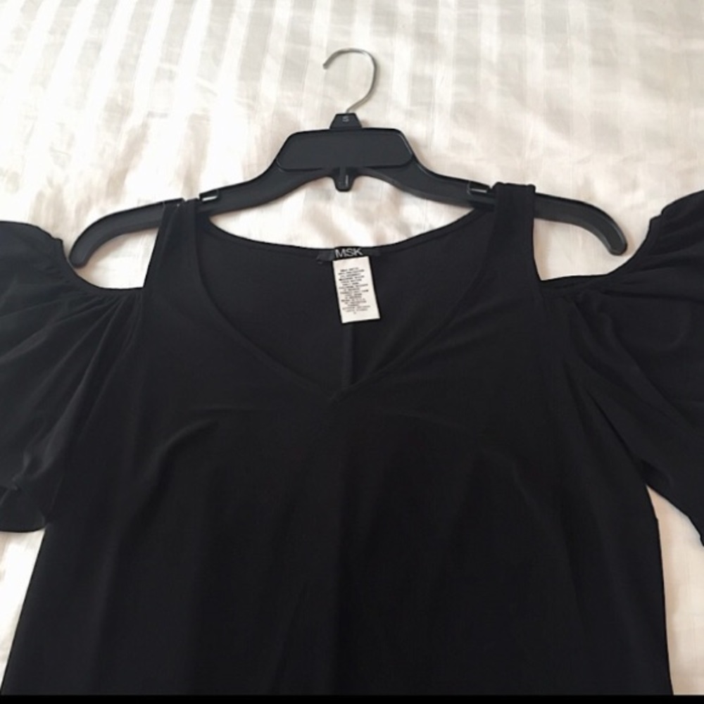 🖤 SOLD🖤MSK Black Cold Shoulder A-Line Dress (S)🖤 - Picture 4 of 8